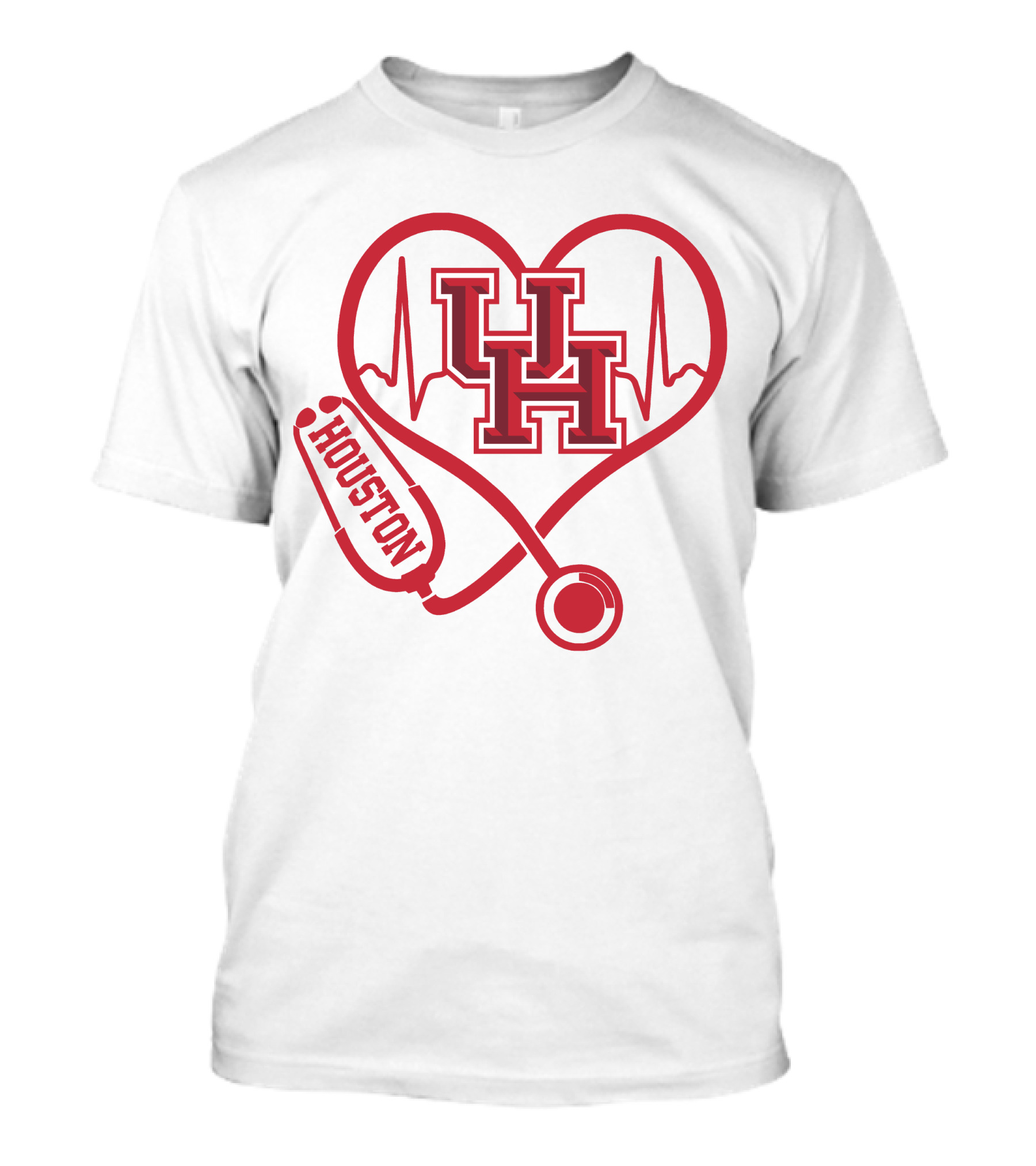 Houston Cougars Nurse Heartbeat Stethoscope Uh T-Shirt