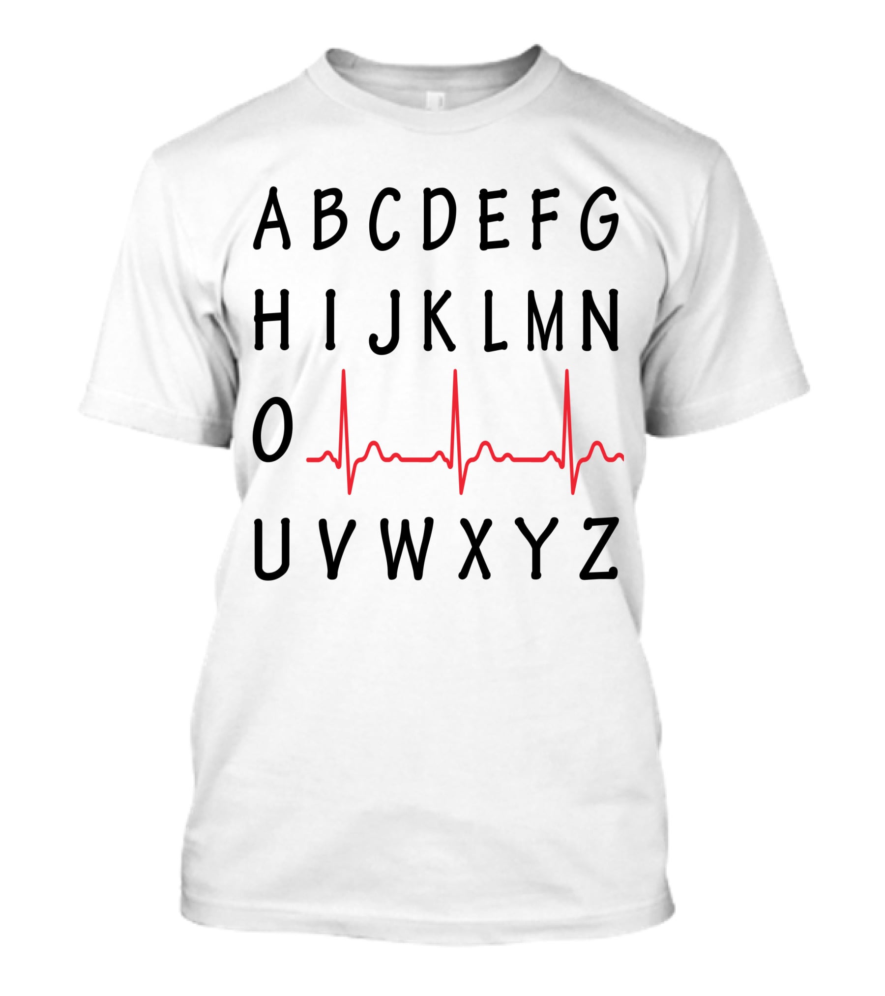 ABCDEFGHI Heartbeat Alphabet O UVWXYZ T-Shirt