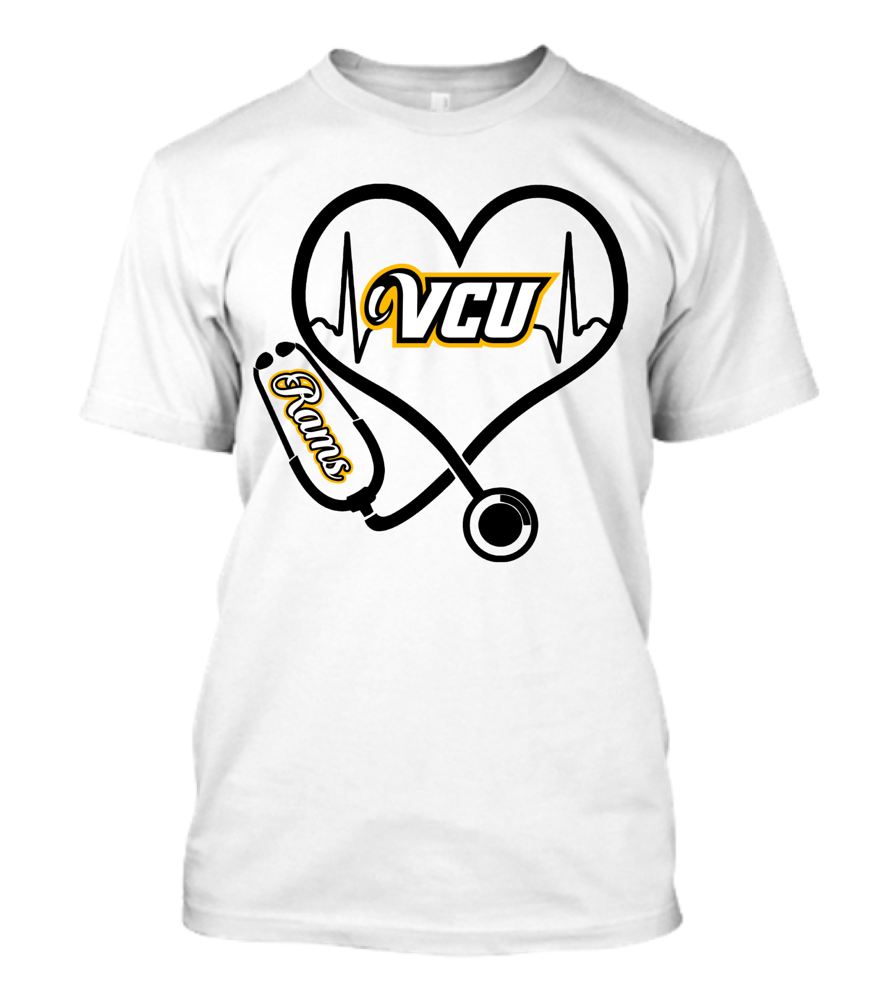 VCU Rams Nurse Heartbeat Stethoscope T-Shirt