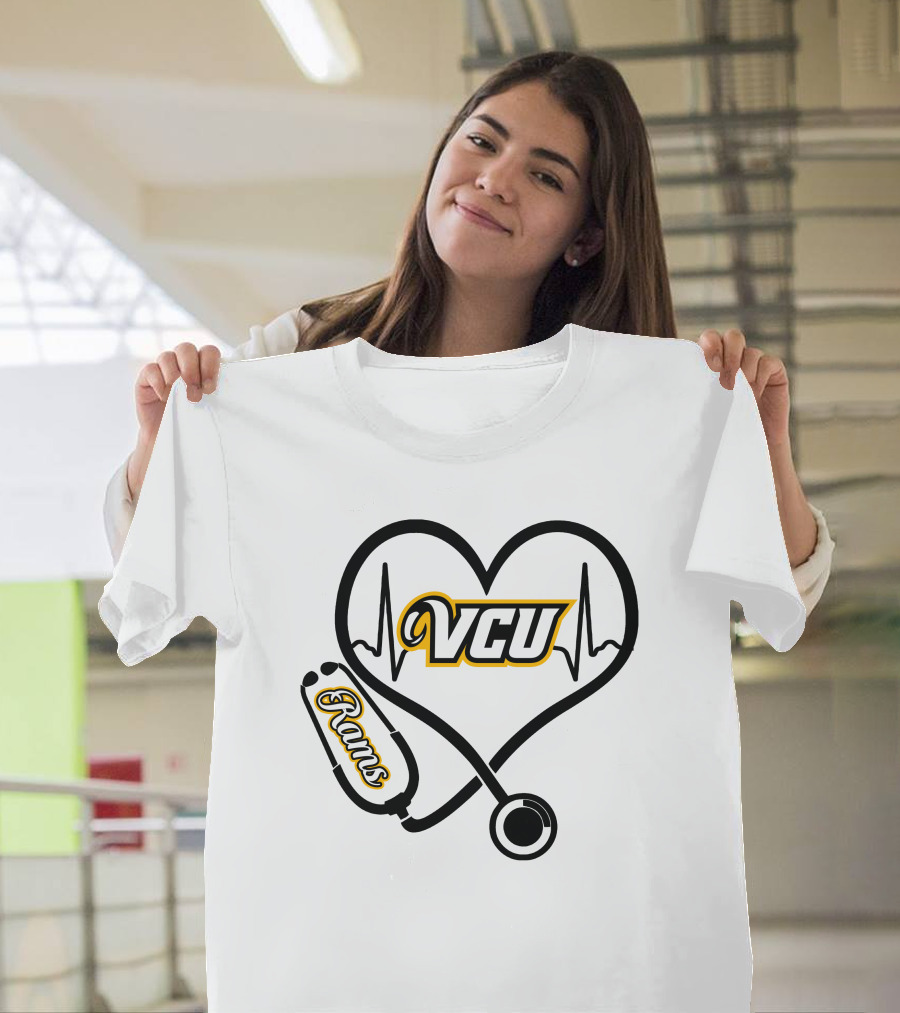 VCU Rams Nurse Heartbeat Stethoscope T-Shirt