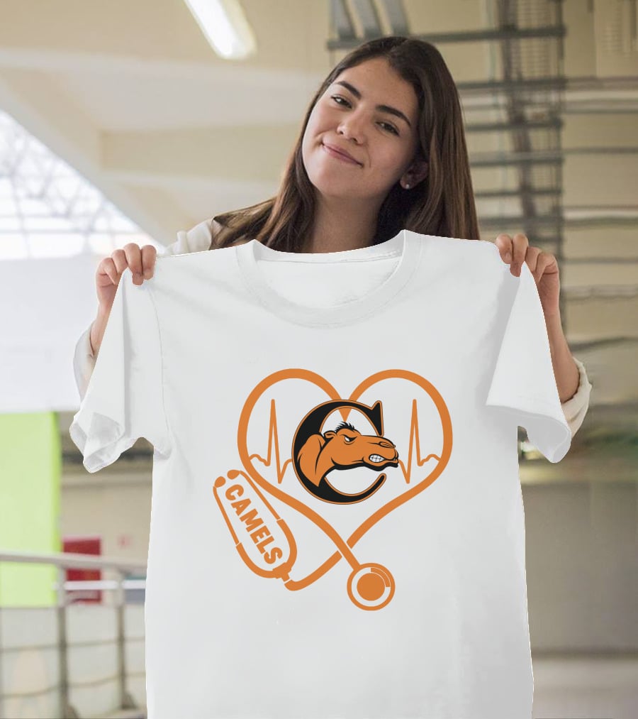 Nurse Love Camels Heartbeat Campbell Fighting Camels T-Shirt