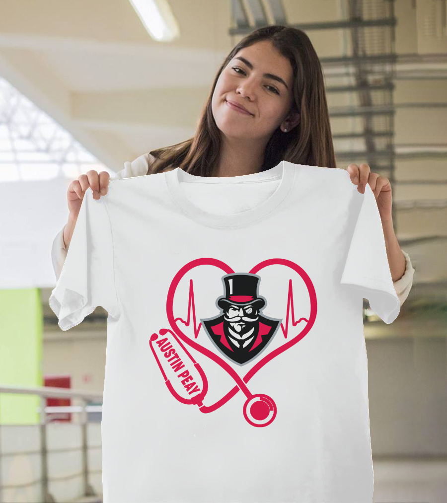 Austin Peay State University Nurse Heartbeat Stethoscope T-Shirt