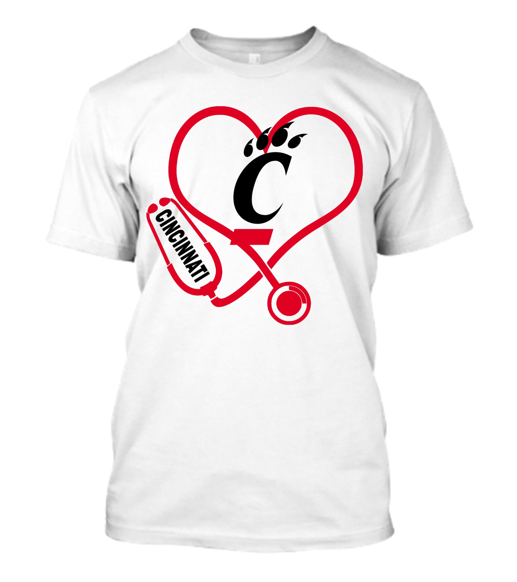 Cincinnati Bearcats Nurse Heart Stethoscope T-Shirt