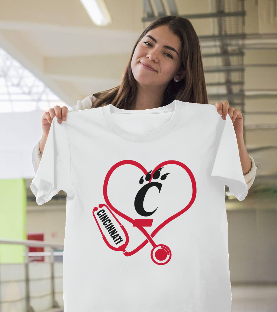 Cincinnati Bearcats Nurse Heart Stethoscope T-Shirt