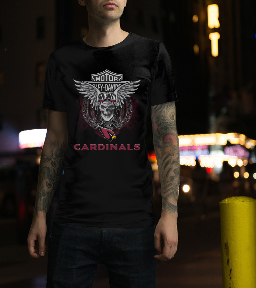 Harley Davidson Skull Wings Cardinals Logo Nfl Arizona T-Shirt