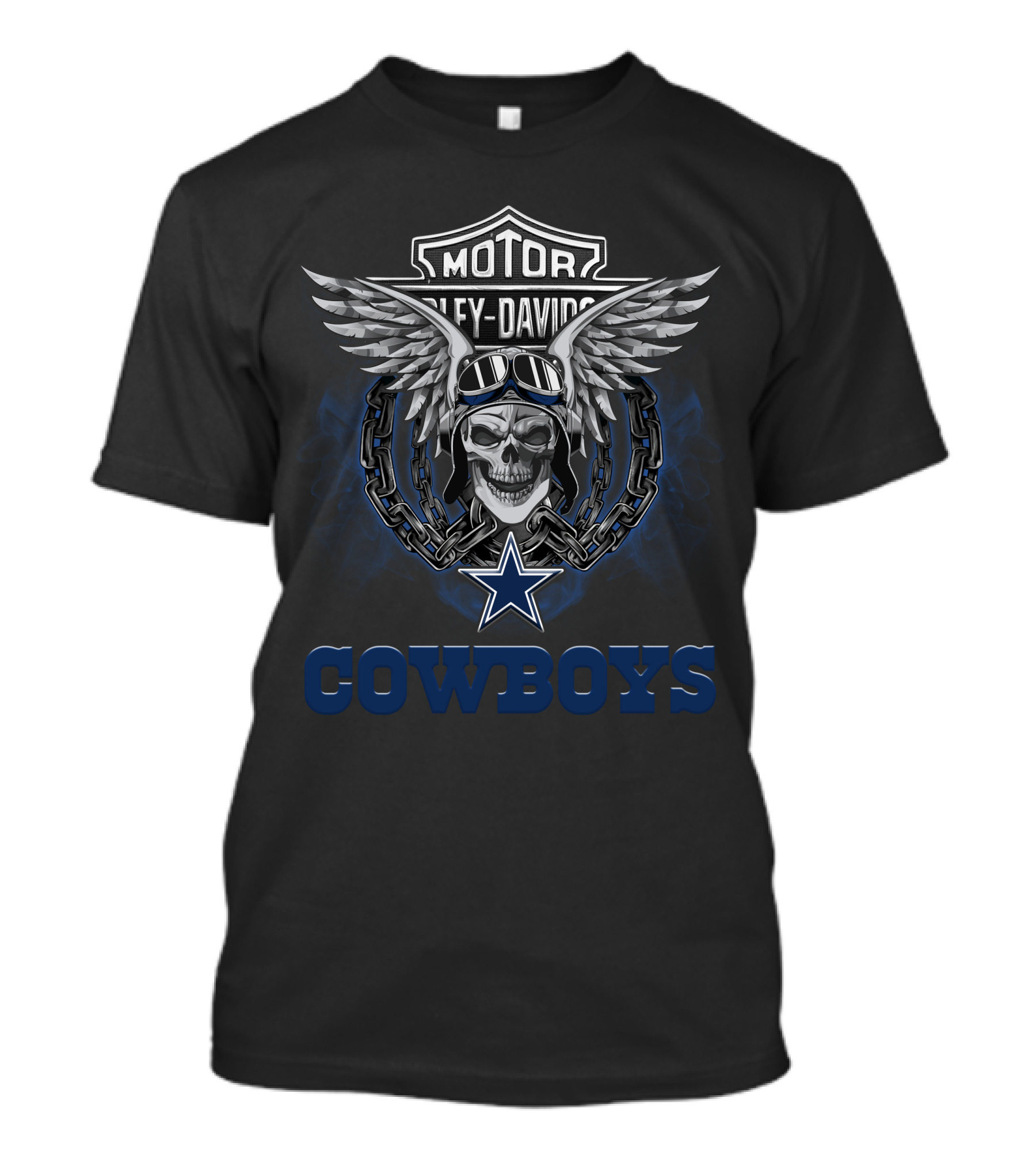 Harley Davidson Motor Biker Nfl Dallas Cowboys Skull Wings T-Shirt