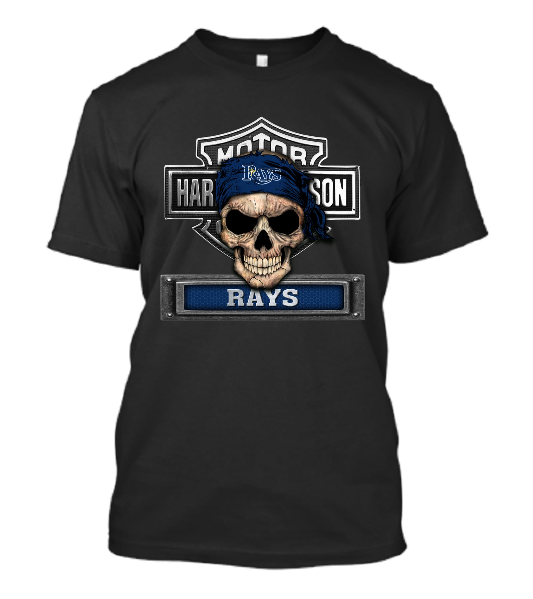Harley Davidson Motorcycle Skull Biker Mlb Tampa Bay Rays T-Shirt