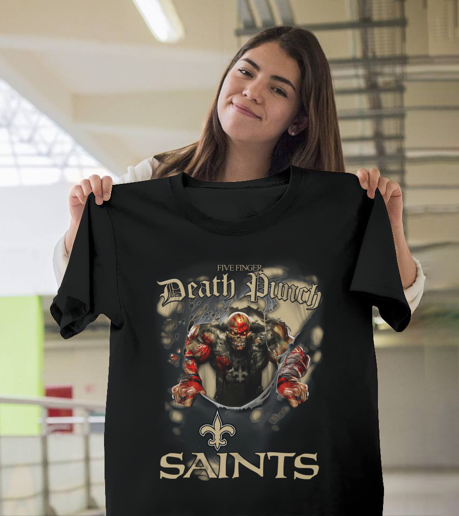 Harley Davidson Motorcycle Biker Five Finger Death Punch Nfl New Orleans Saints T-Shirt