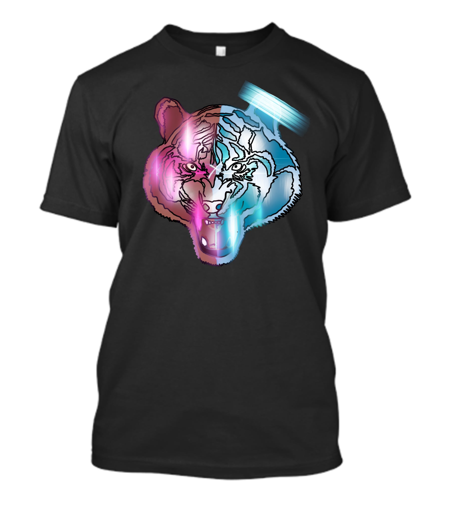Big Cat Neon Dual-Tone Tiger Face T-Shirt