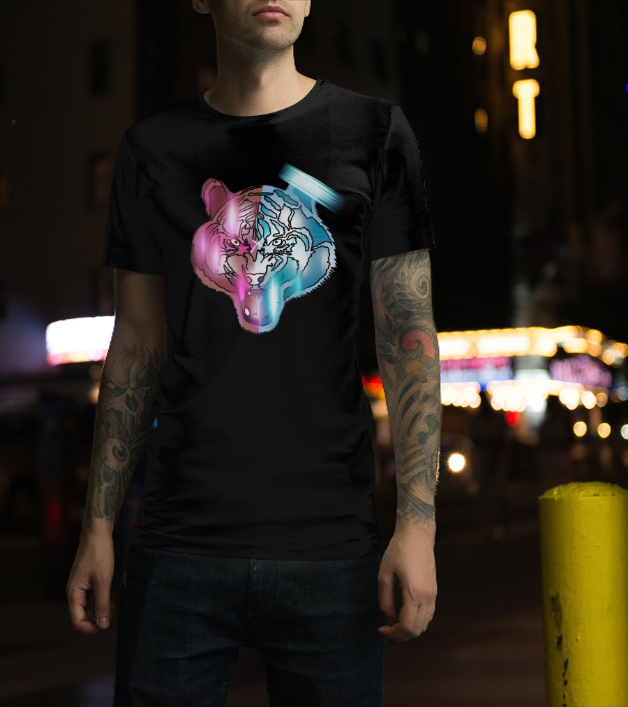 Big Cat Neon Dual-Tone Tiger Face T-Shirt