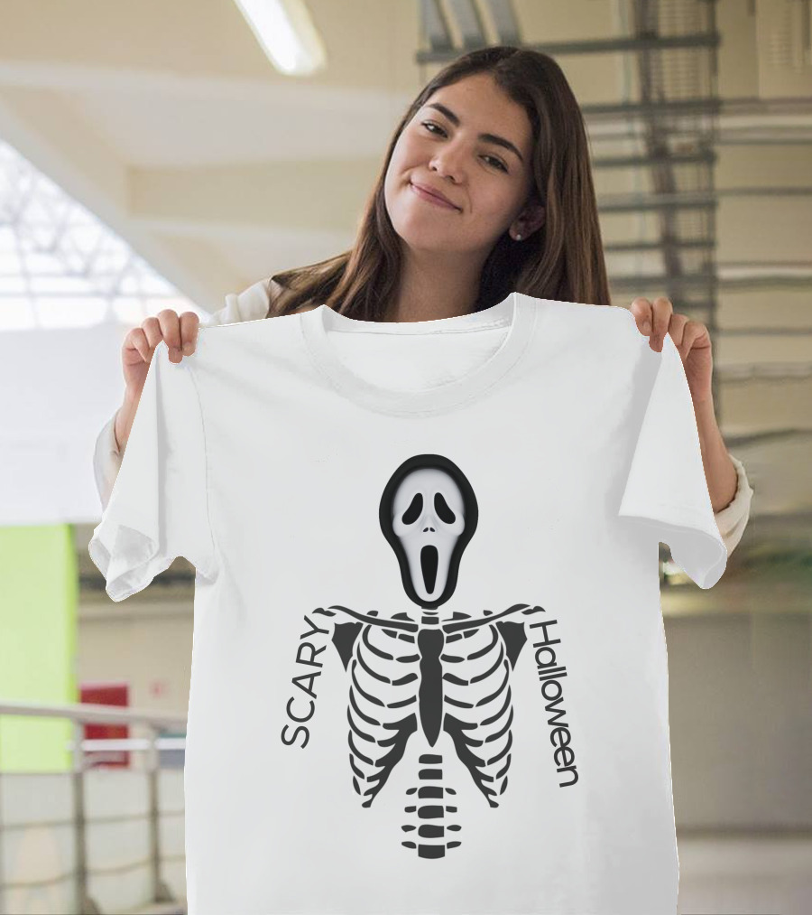 Scary Skeleton Scream Halloween T-Shirt