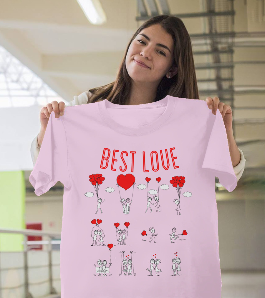 BEST LOVE Romantic Balloons Couple T-Shirt