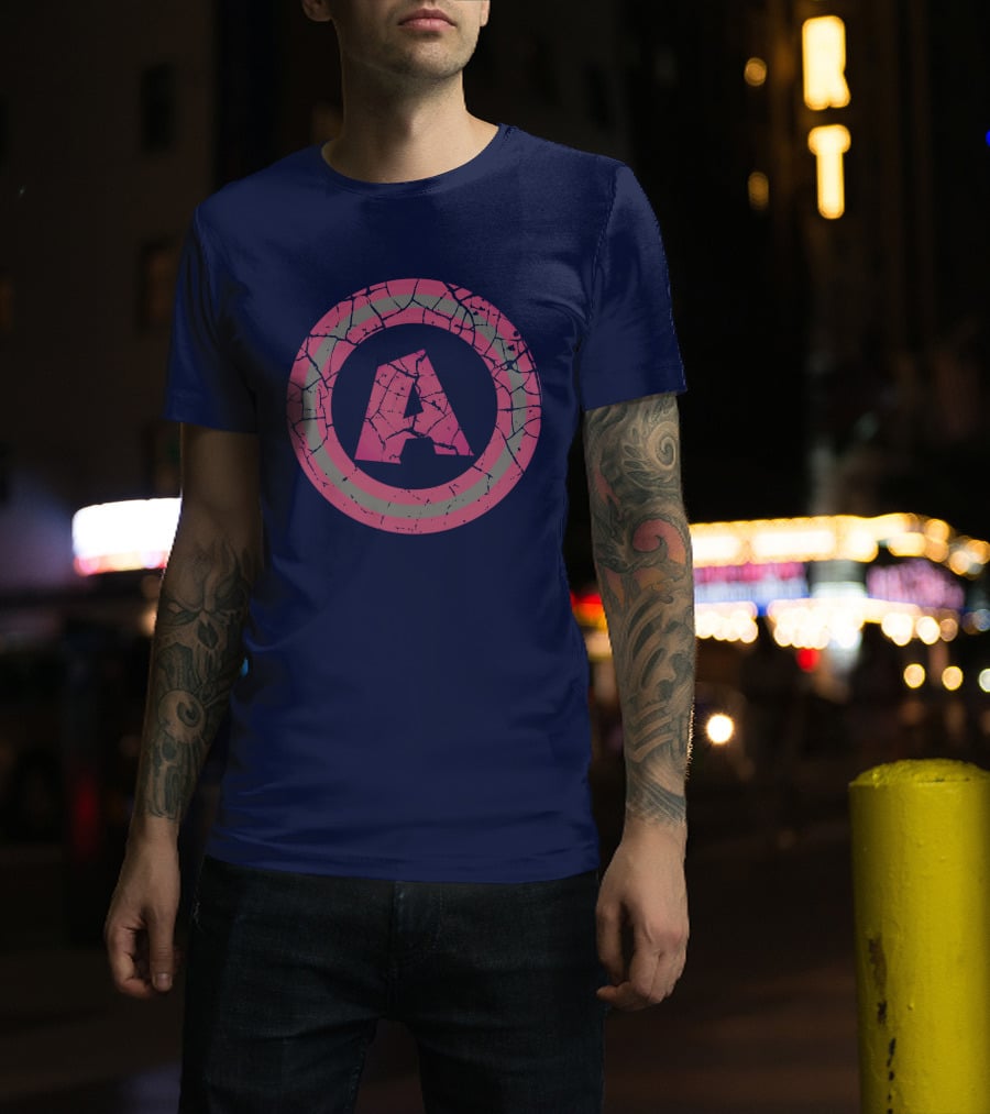 Cracked Pink And Grey Letter A With Circle T-Shirt