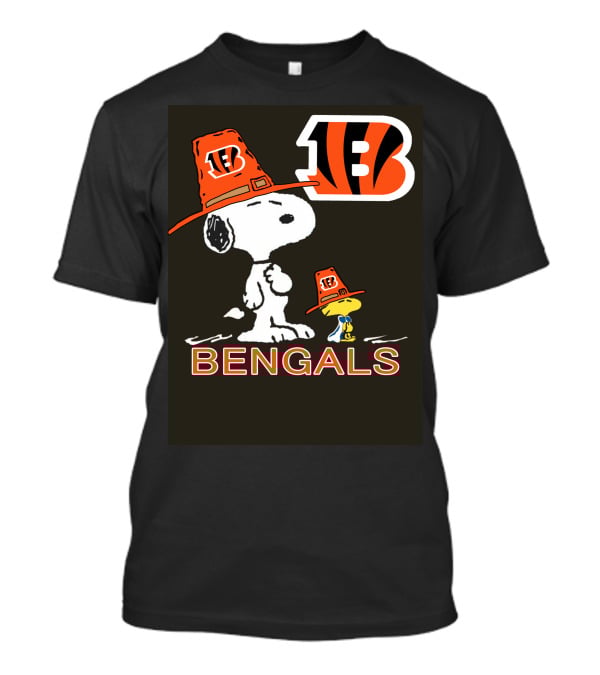 Bengals Snoopy And Woodstock In Team Hats T-Shirt