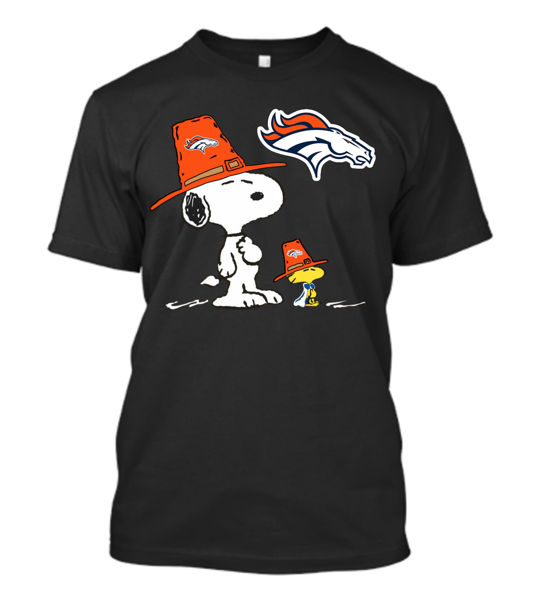 Broncos Snoopy Woodstock Orange Hat Nfl Peanuts T-Shirt