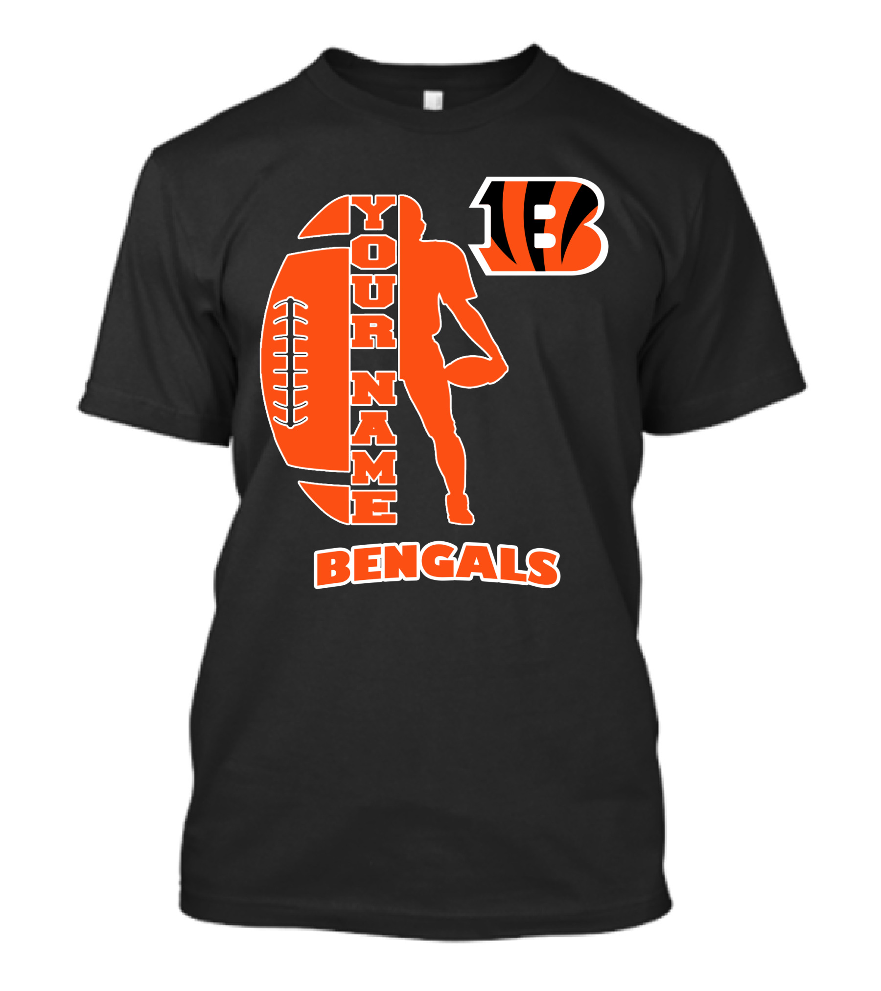 Your Name Bengals Football Silhouette B T-Shirt