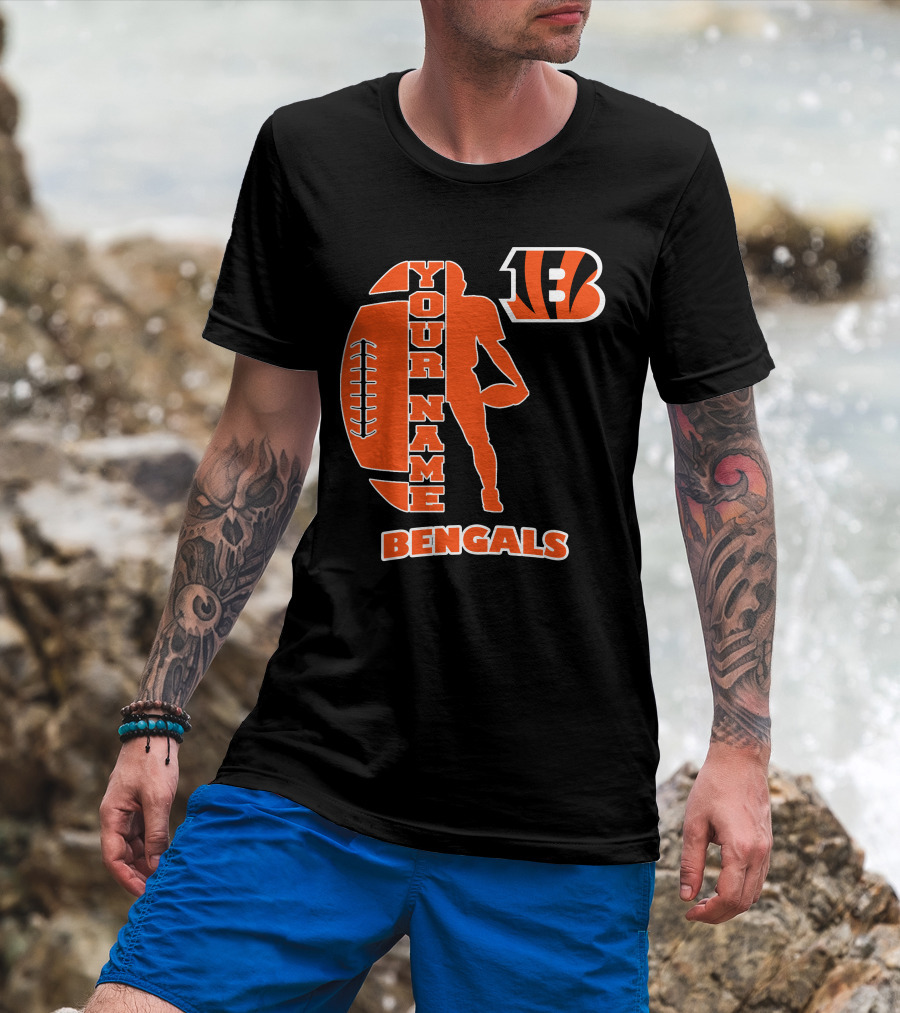 Your Name Bengals Football Silhouette B T-Shirt