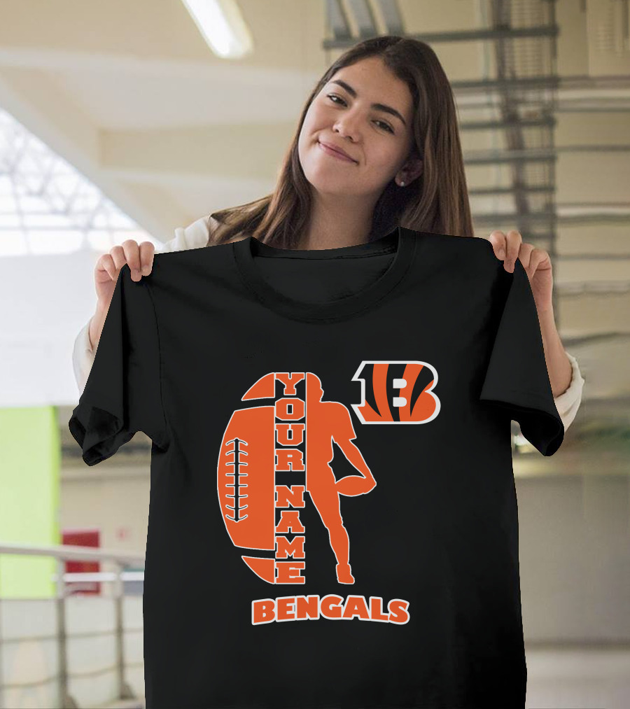 Your Name Bengals Football Silhouette B T-Shirt