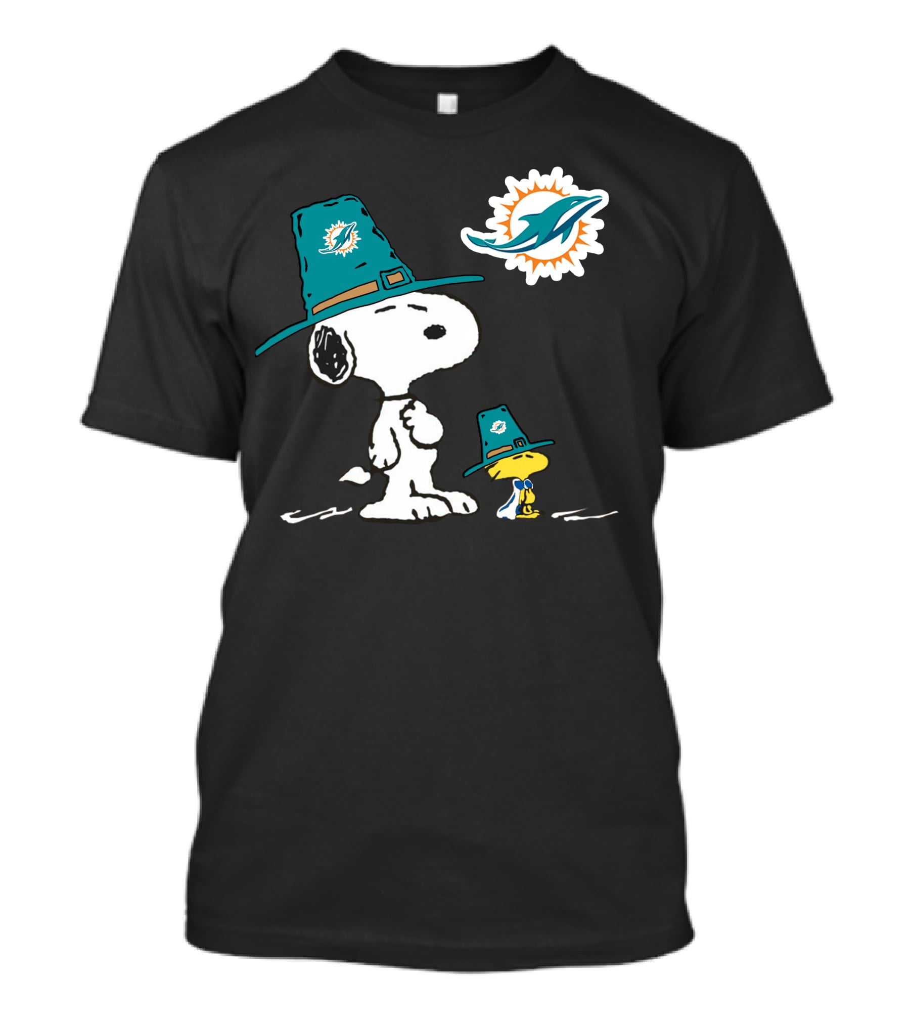 Snoopy And Woodstock Miami Dolphins Thanksgiving Hat T-Shirt