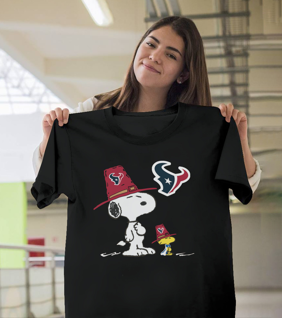 Houston Texans Snoopy And Woodstock Cowboy Hat T-Shirt