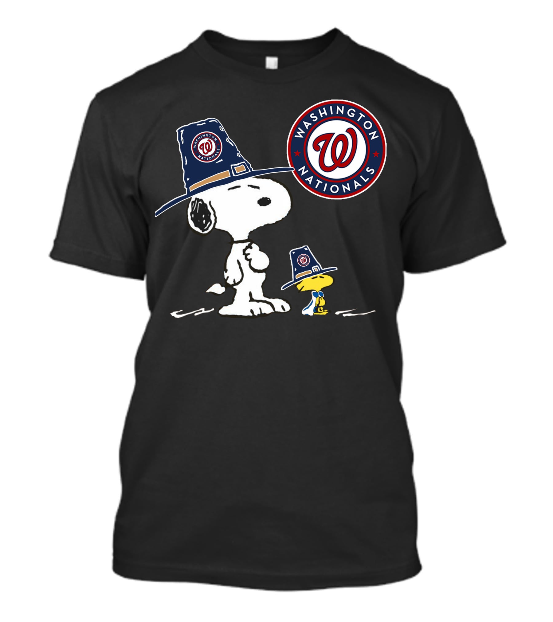 Washington Nationals Snoopy And Woodstock Pilgrim Hats T-Shirt
