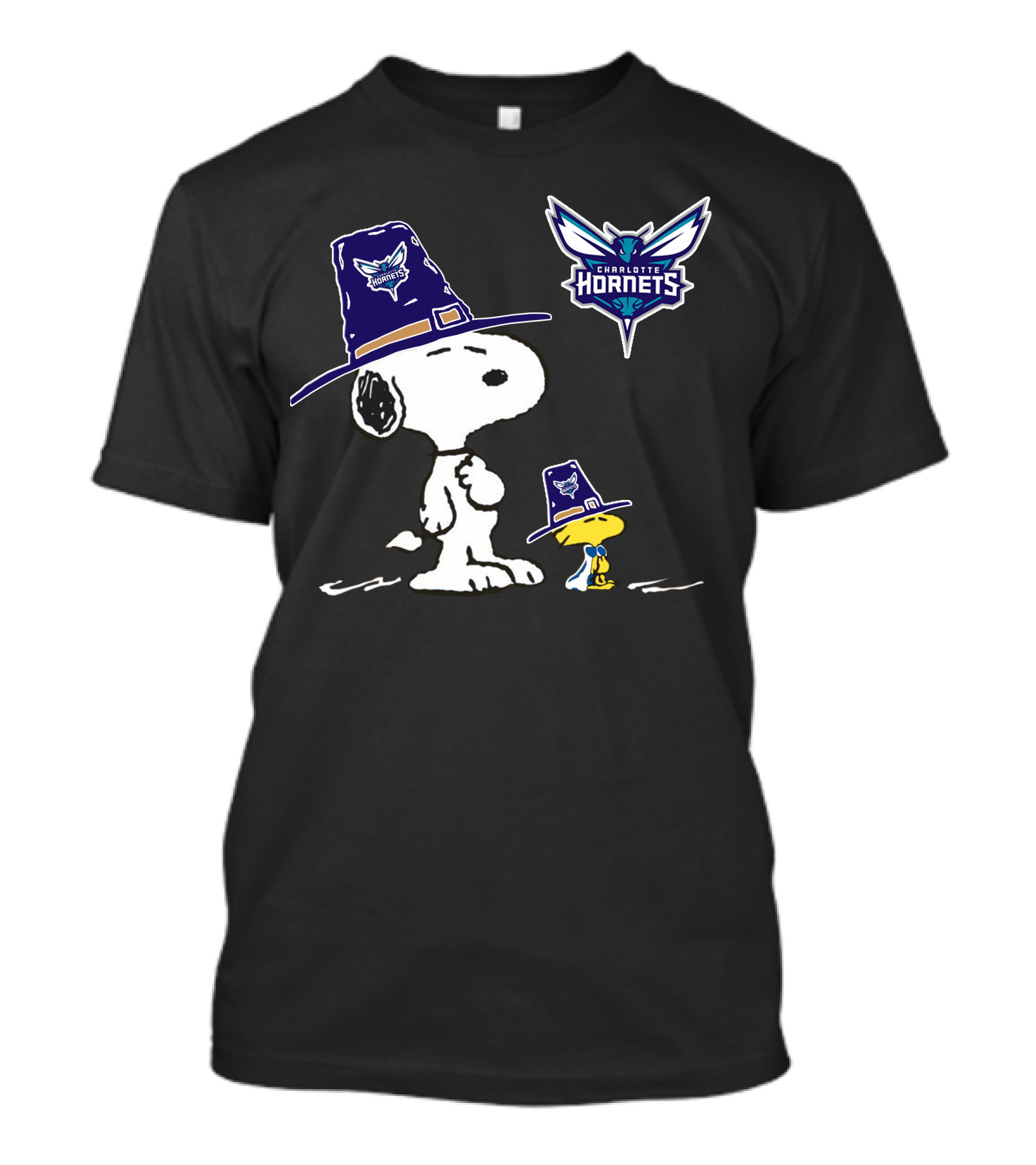 Charlotte Hornets Snoopy And Woodstock Thanksgiving Hat T-Shirt