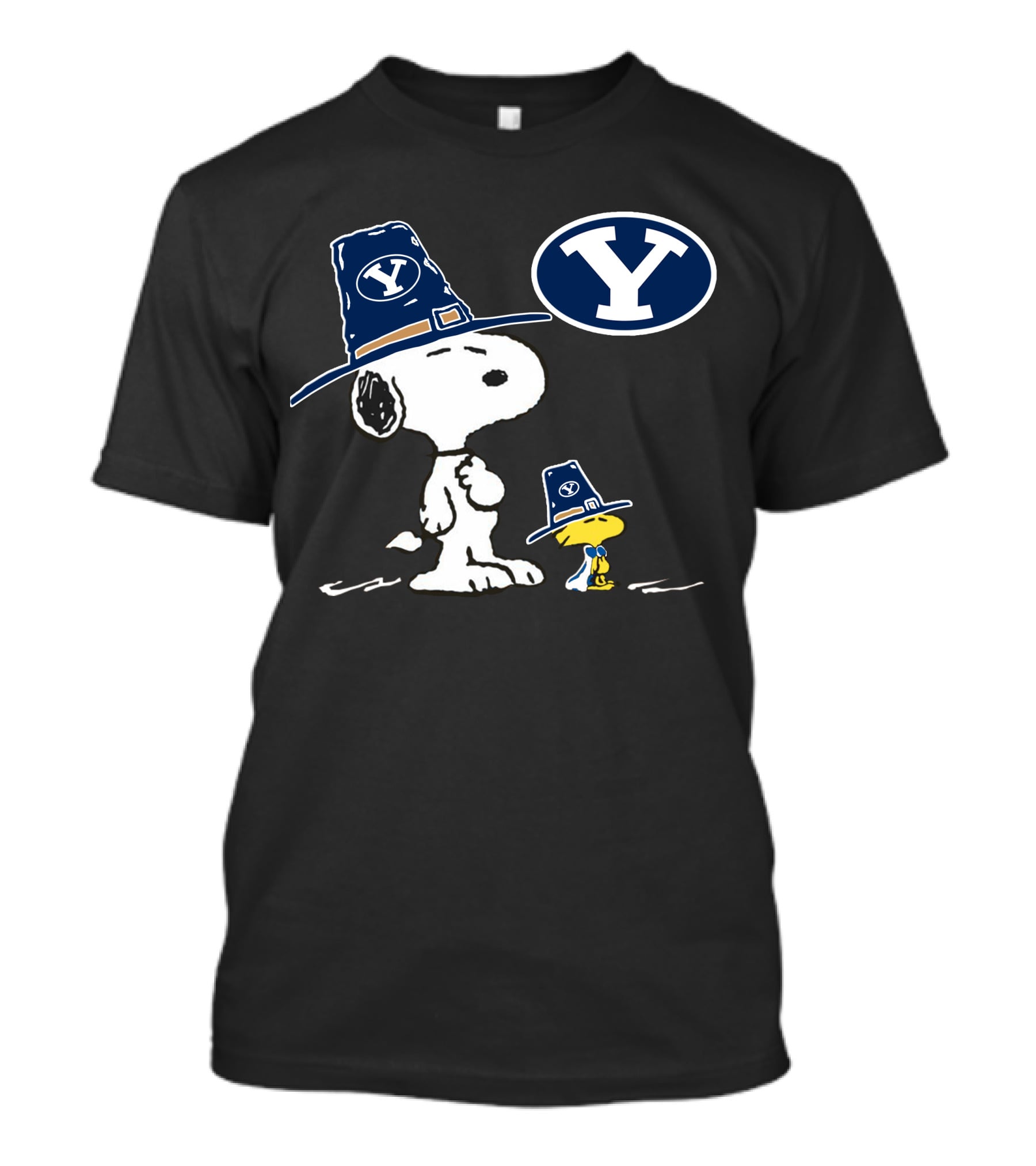 BYU Cougars Snoopy Woodstock Pilgrim Hat T-Shirt
