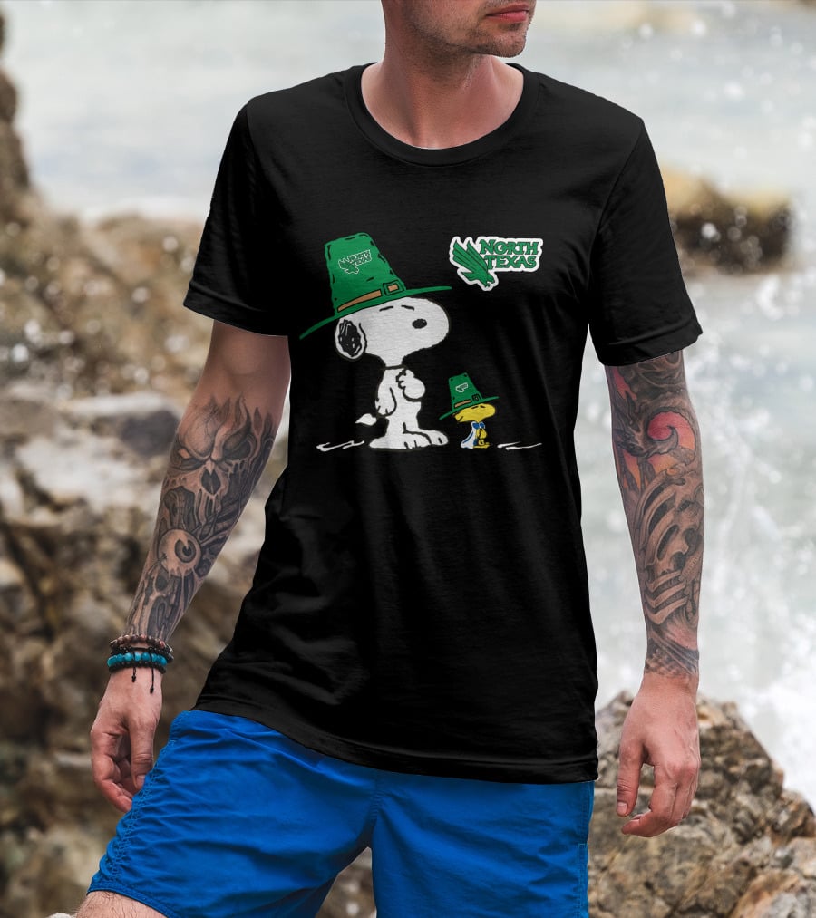 North Texas Mean Green Peanuts Snoopy And Woodstock In Irish Hats T-Shirt