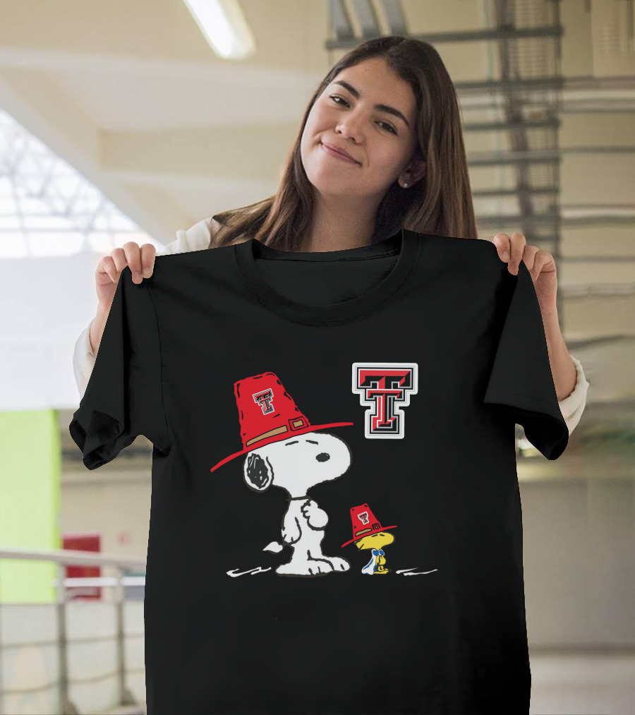 Texas Tech Red Raiders Snoopy Woodstock TTU Hat T-Shirt
