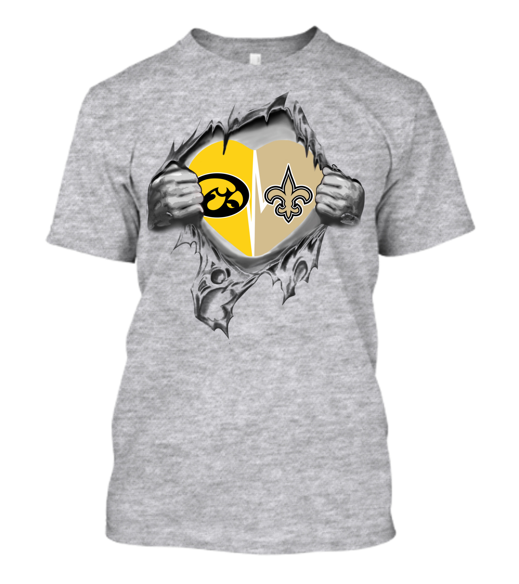 Iowa Hawkeyes New Orleans Saints Heart Logo Fan Pride T-Shirt