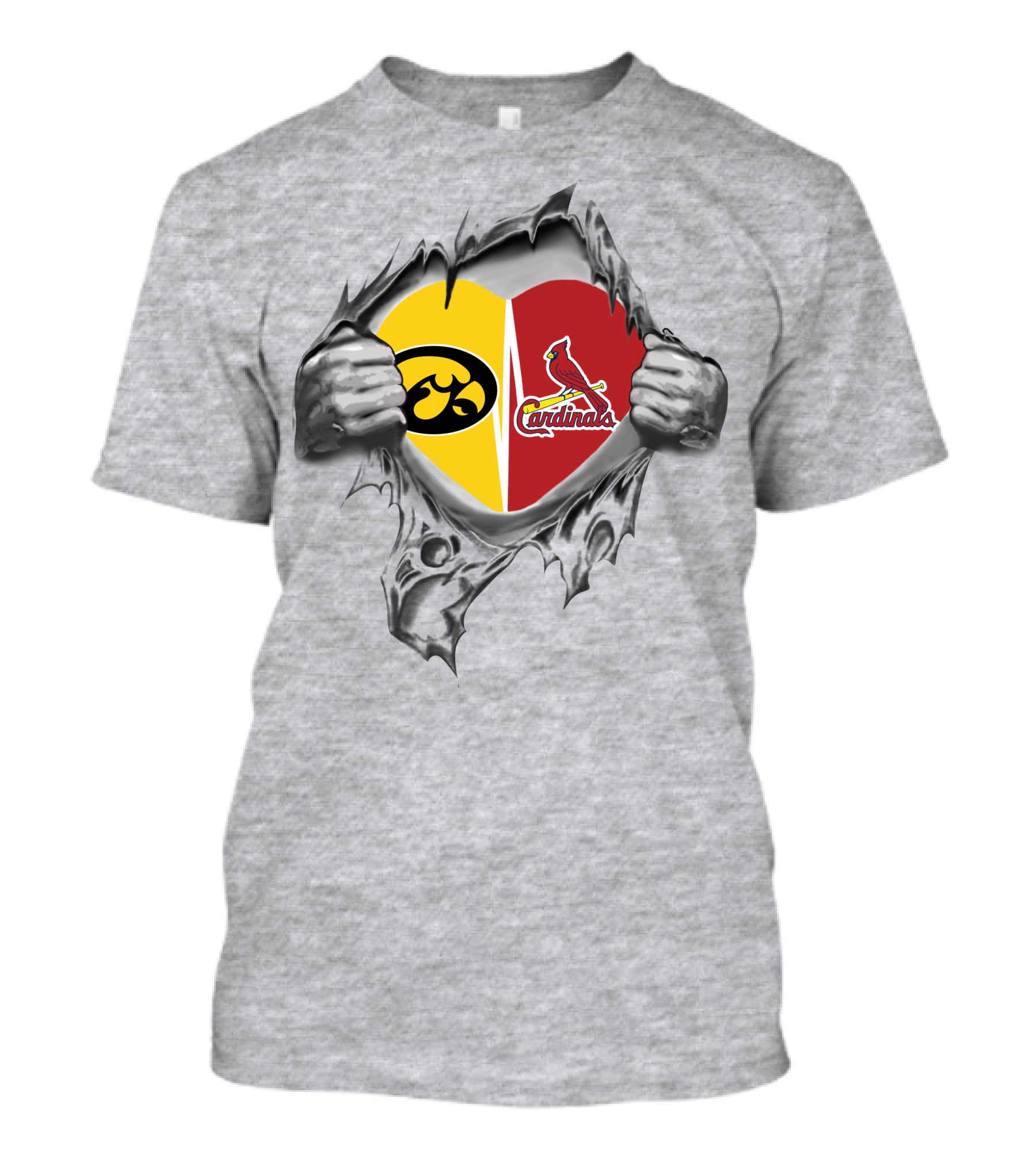 Iowa Hawkeyes St. Louis Cardinals Heart Emblem T-Shirt