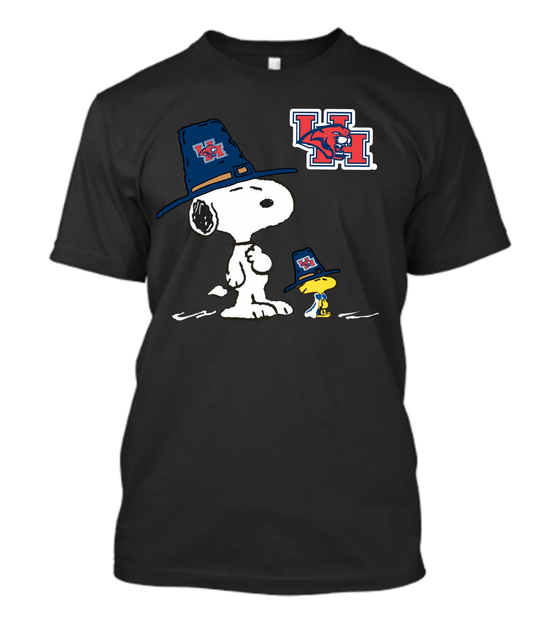 UH Cougars Snoopy And Woodstock Pilgrim Hats T-Shirt