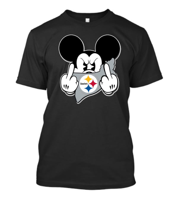 Mickey Mouse Steelers Logo Gesture T-Shirt