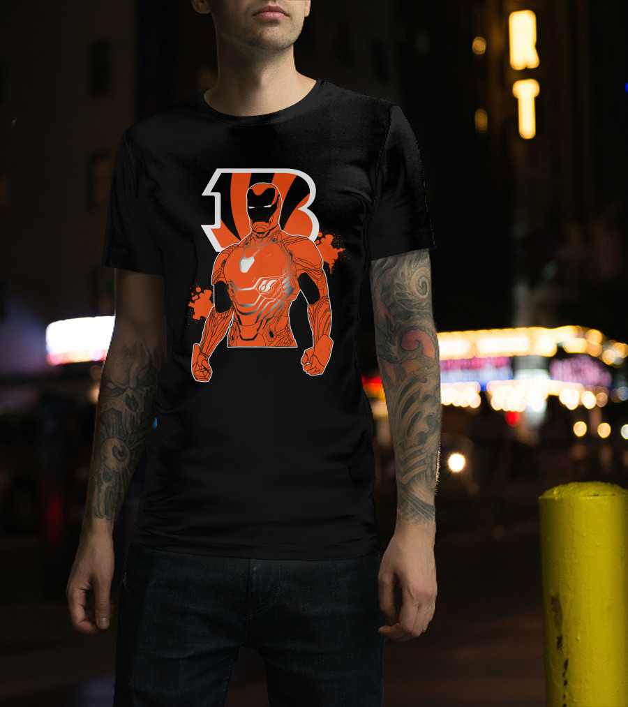 Iron Man Bengals Nfl Crossover Football T-Shirt