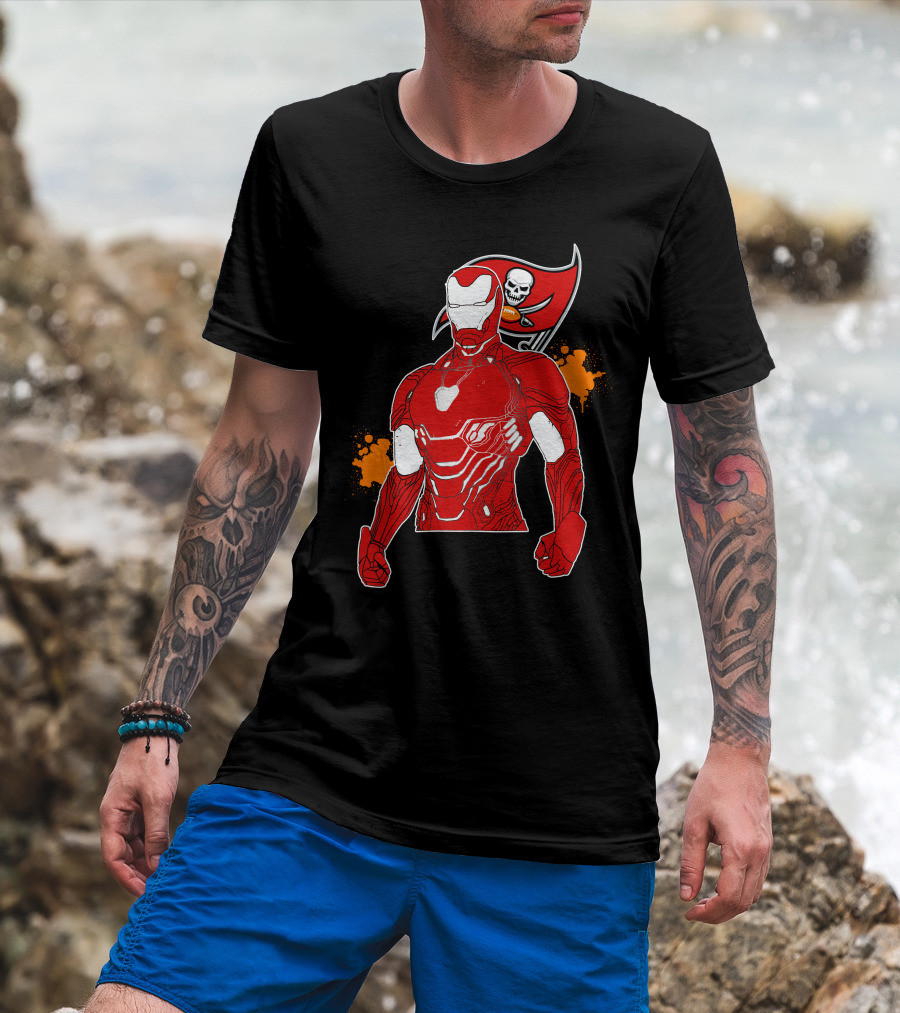 Iron Man Buccaneers Crossover With Skull Flag And Helmet T-Shirt
