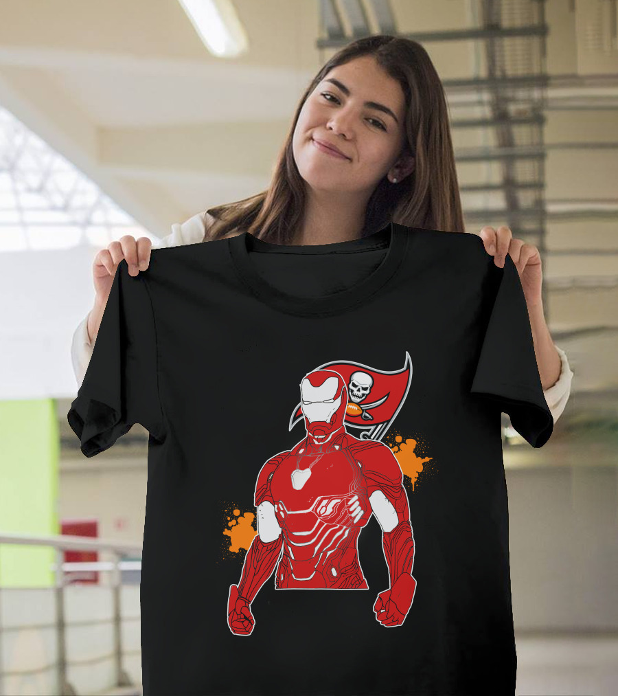 Iron Man Buccaneers Crossover With Skull Flag And Helmet T-Shirt