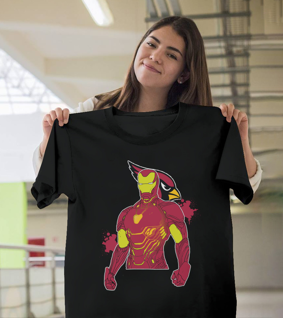 Iron Man Marvel Superhero Meets Arizona Cardinals Nfl Crossover T-Shirt