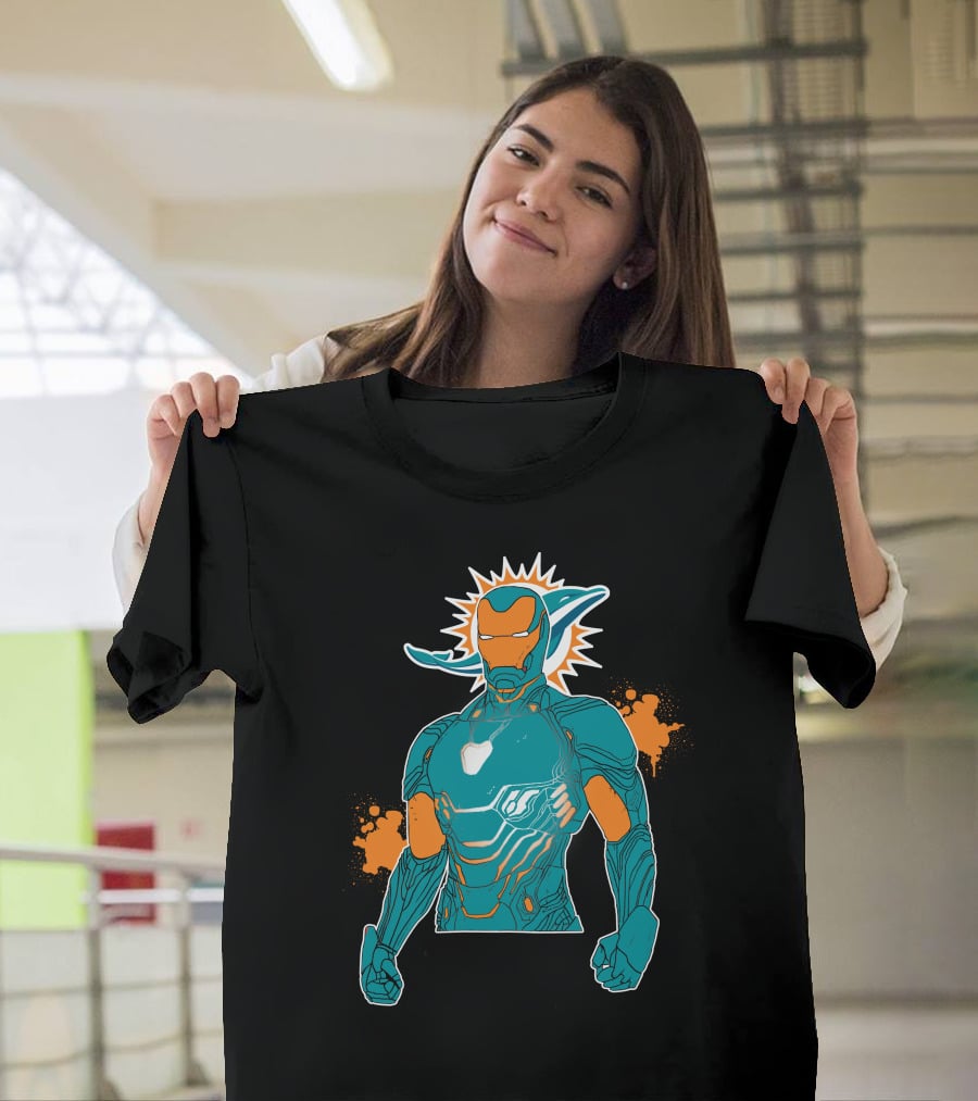 Miami Dolphins Iron Man Crossover T-Shirt
