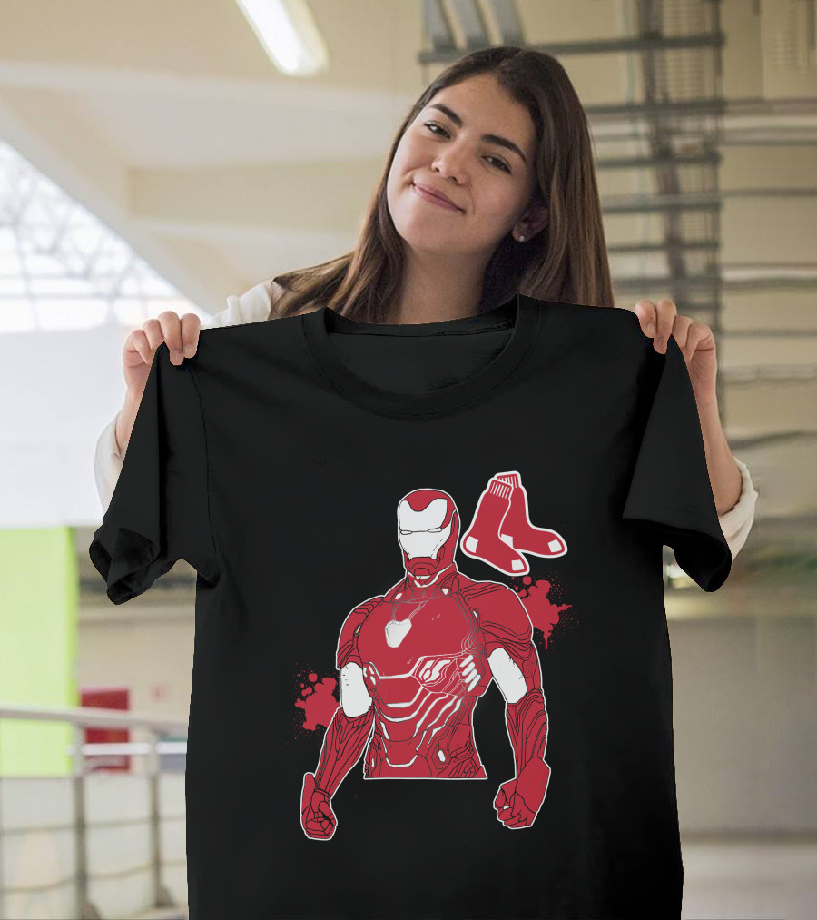 Iron Man Boston Red Sox Crossover Iconic Marvel Mlb Fusion T-Shirt