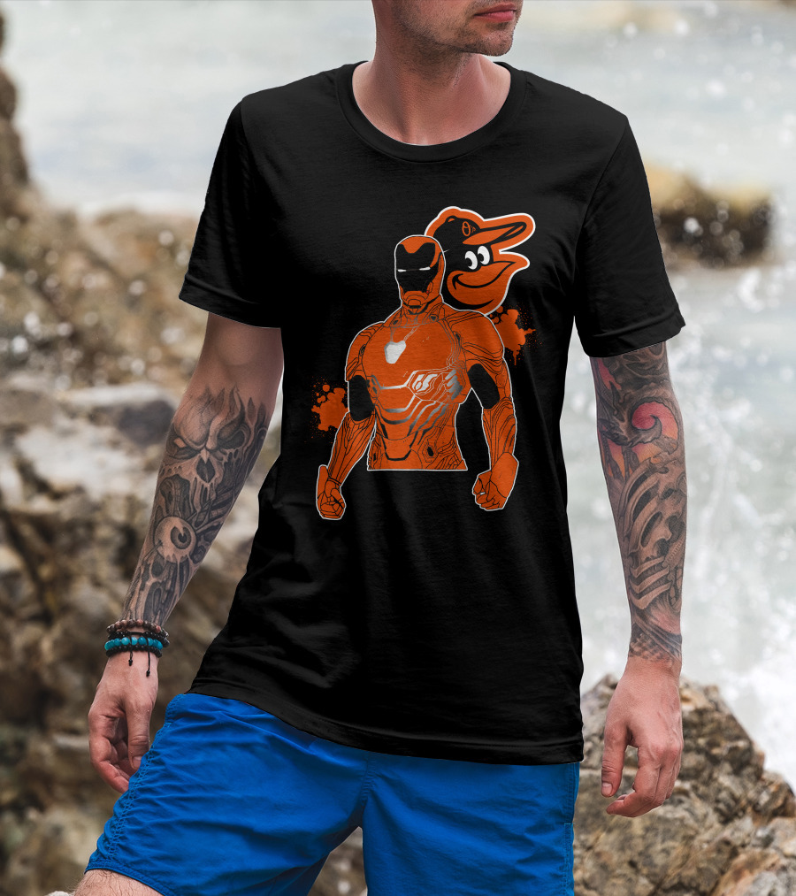 Iron Man And Baltimore Orioles Mashup T-Shirt