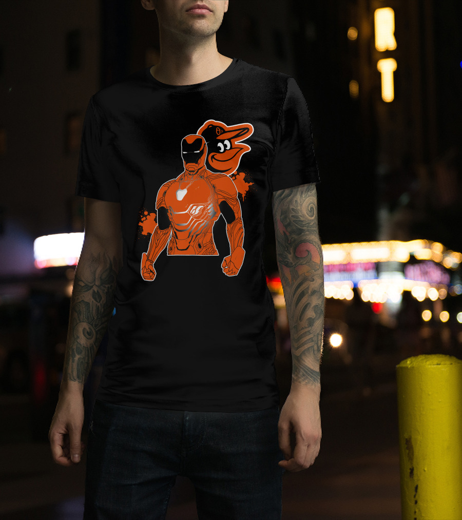 Iron Man And Baltimore Orioles Mashup T-Shirt