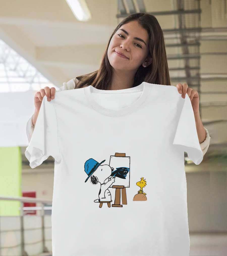 Panthers Painting With Snoopy And Woodstock T-Shirt