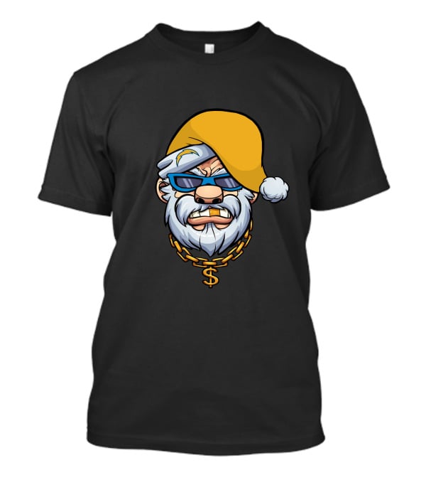 Gangster Santa Chargers Style Christmas Look With Money Chain T-Shirt