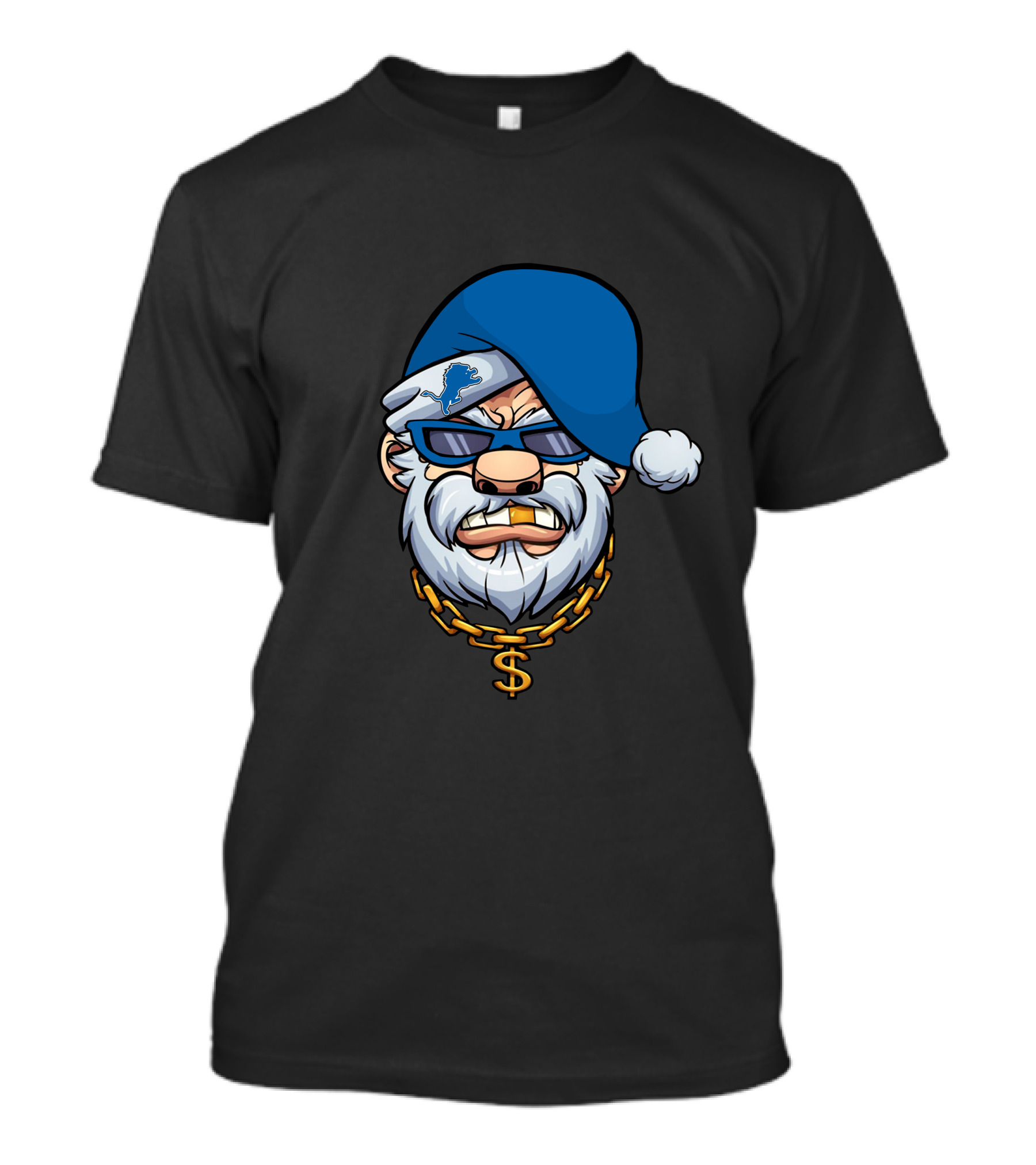 Lions Gangster Santa Detroit Football Dollar Chain T-Shirt