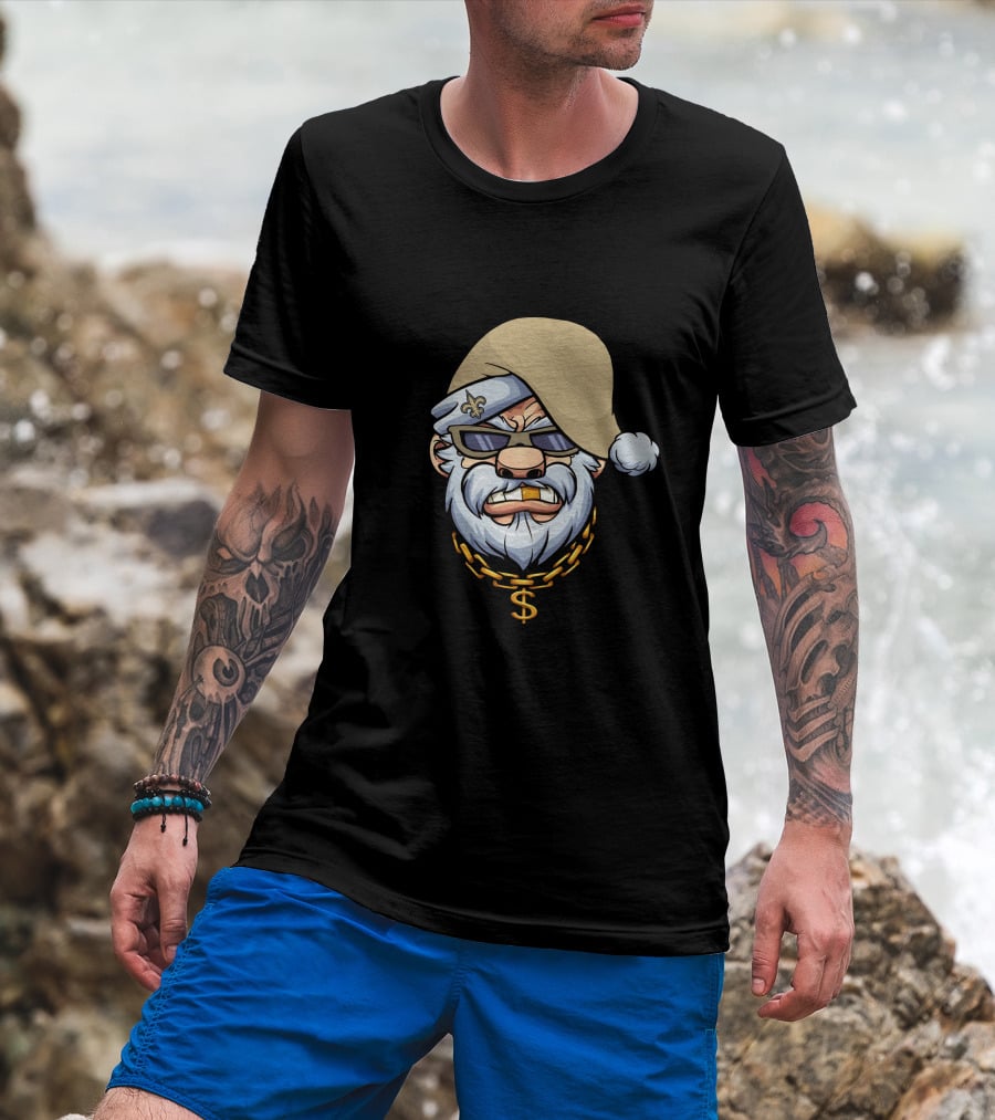 Saints Gangster Santa Fleur De Lis Chain T-Shirt