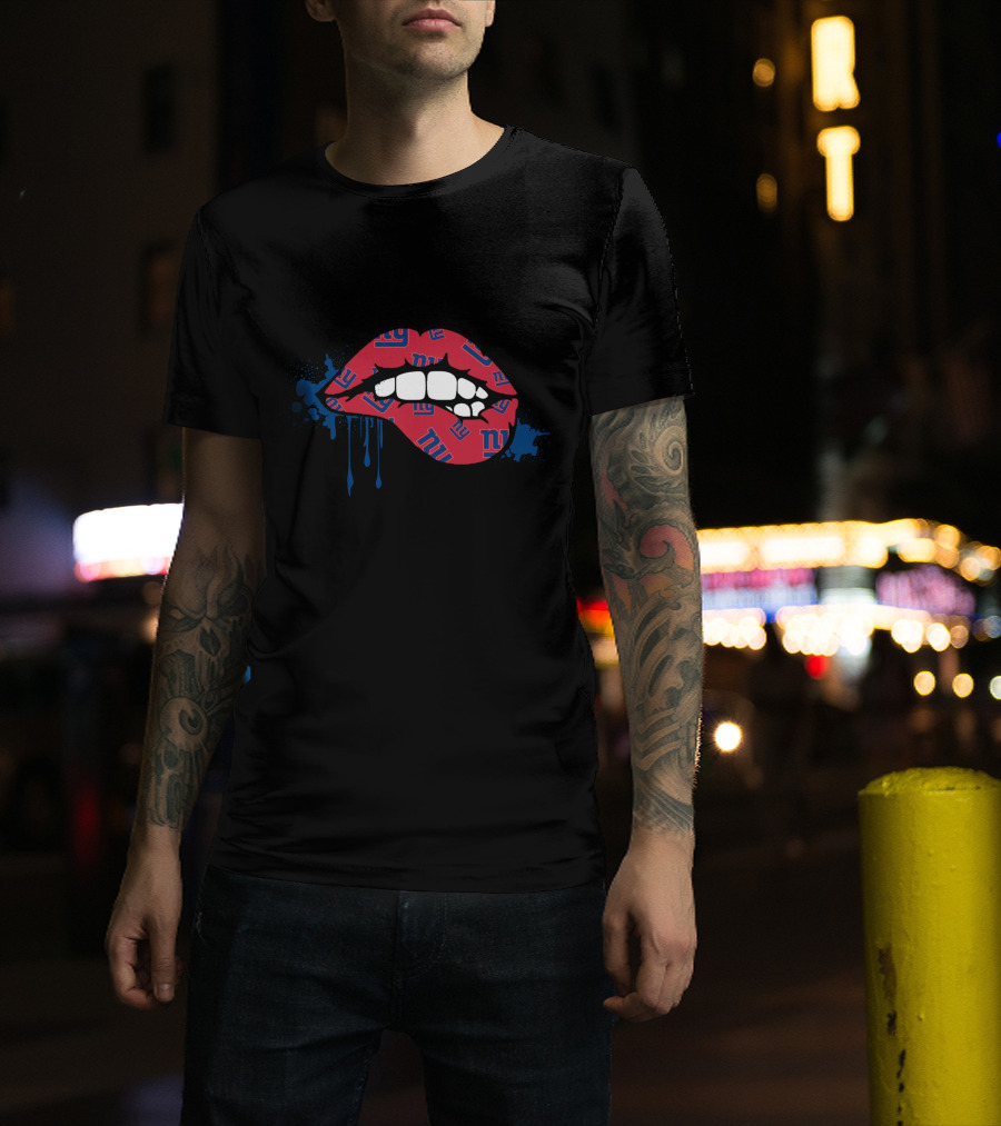 New York Giants Dripping Lips Artwork T-Shirt