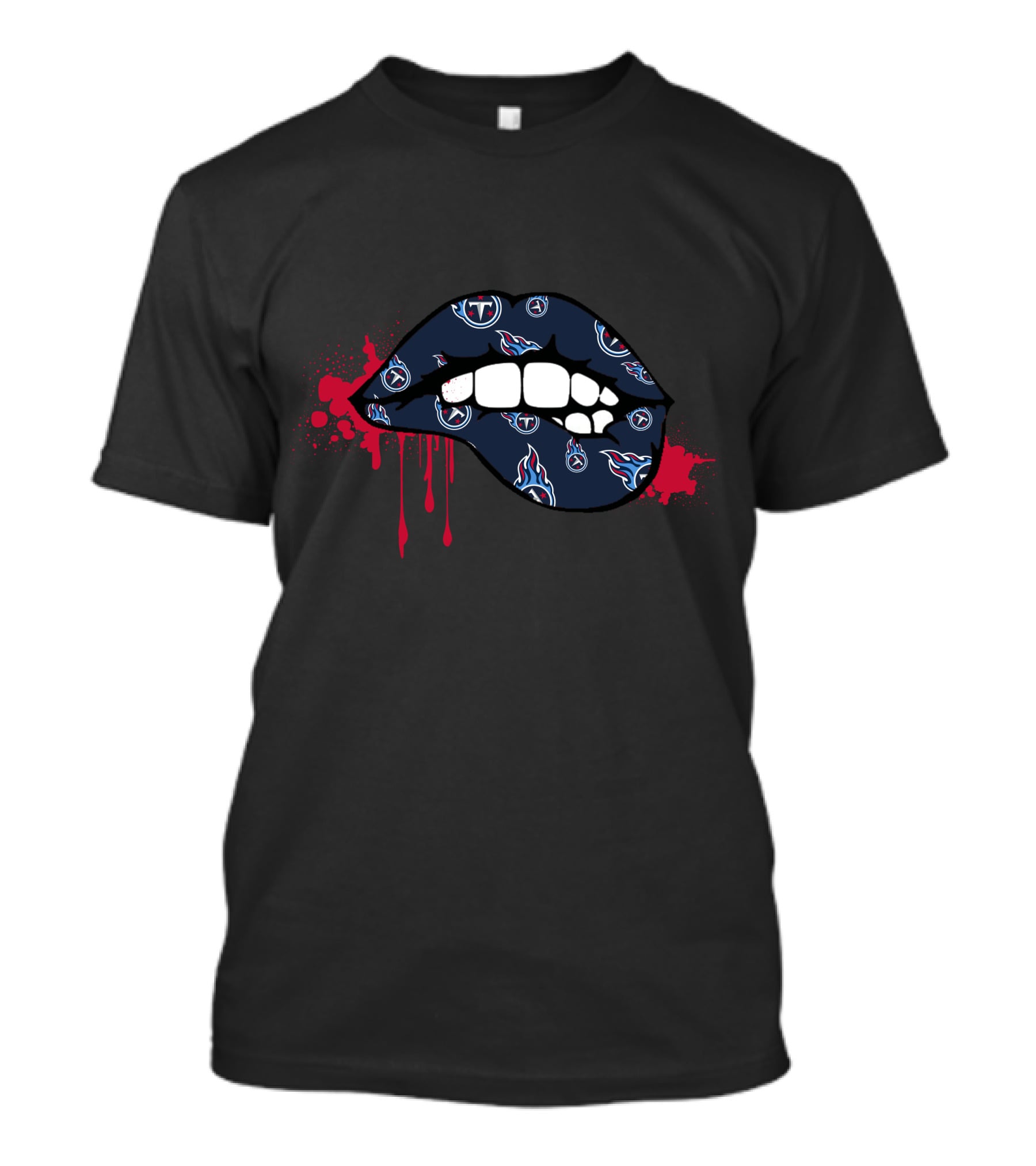 Dripping Lips Tennessee Titans Logos Red Splash T-Shirt