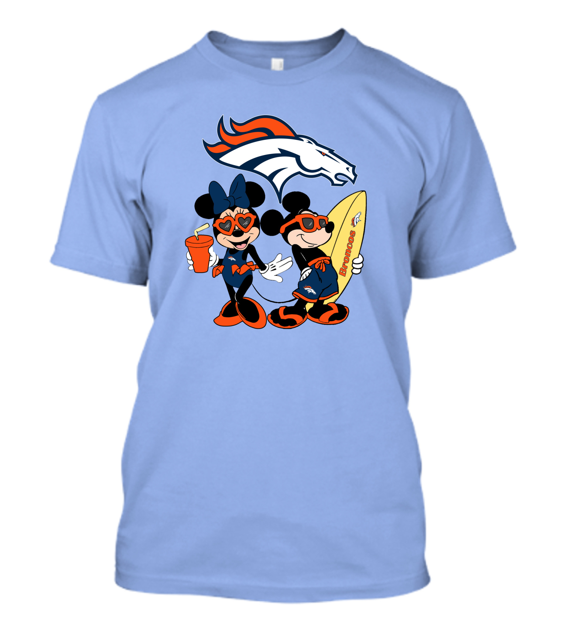 Broncos Mickey Minnie Vacation Surfing Adventure T-Shirt