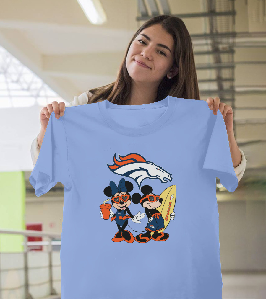Broncos Mickey Minnie Vacation Surfing Adventure T-Shirt