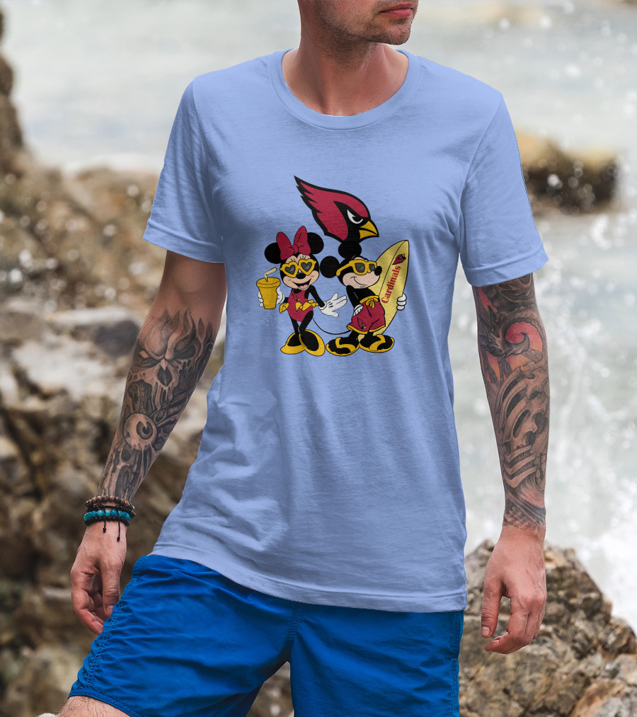 Cardinals Mickey Happy Vacation Surfboarding Fun T-Shirt